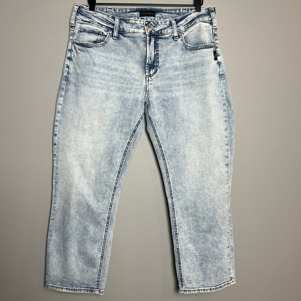 Y2K Silver Jeans‎ Co. Women's Jeans size 16 Bootcut Acid Wash Distressed Denim